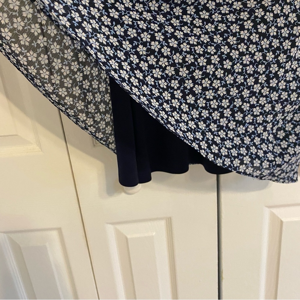 Lauren Ralph Lauren Mini Dress 14‎ Navy Blue Floral Cottagecore Preppy Feminine - Picture 6 of 8